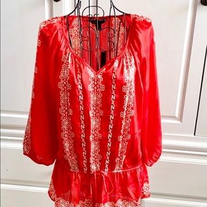 NWOT White House Black Market Red Print Blouse